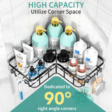 Moforoco Adhesive Corner Shower Caddy, 3 Pack Organizer Shelf with Soap Holder and 12 Hooks, Shelves Rustproof for Bathroom, Storage Basket Bathroom Accessories(Black) Moforoco