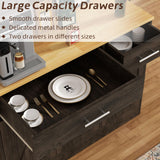 Meilocar Buffet Cabinet with Storage, Coffee Bar Cabinet, Farmhouse Storage Cabinet, Wood Kitchen Cabinet with Drawers and Shelves, Wide Sideboard Cabinet for Dining Room, Living Room, Dark Brown Meilocar