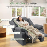 ANJ Fabric Recliner Chair with Overstuffed Arms and Back, Comfy Grey Manual Recliner for Adults, Living Room Single Sofa ANJ