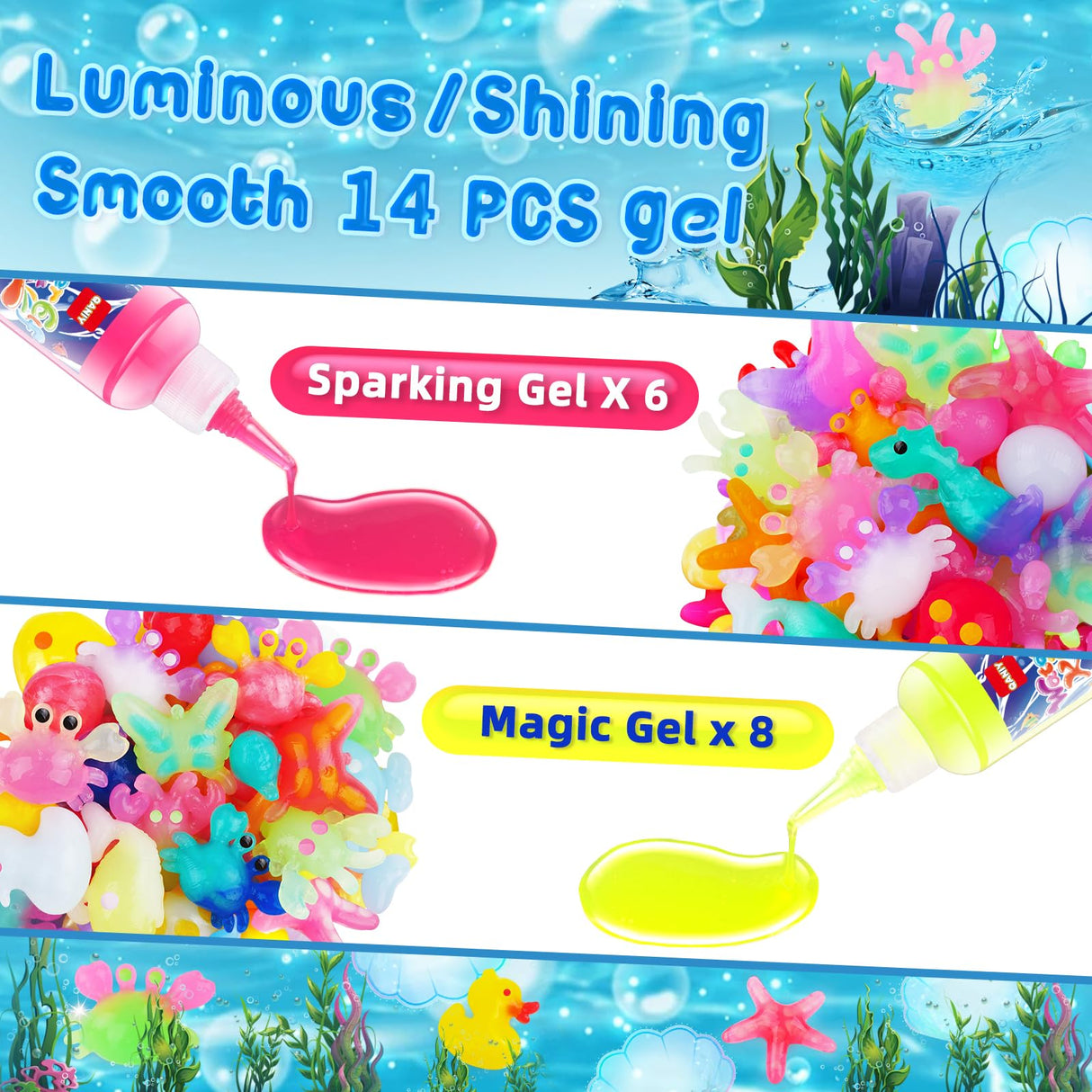 Magic Water Elf Toy Kit, Crafts for Kids Ages 4-8, Squishy Maker Set with 14 Magic Gels, 12 Shape Molds, Aqua Fairy, Magic Water Elf, Children's DIY Magic Water Gel Kit, Magic Elf Water Toy for Kids QANIY