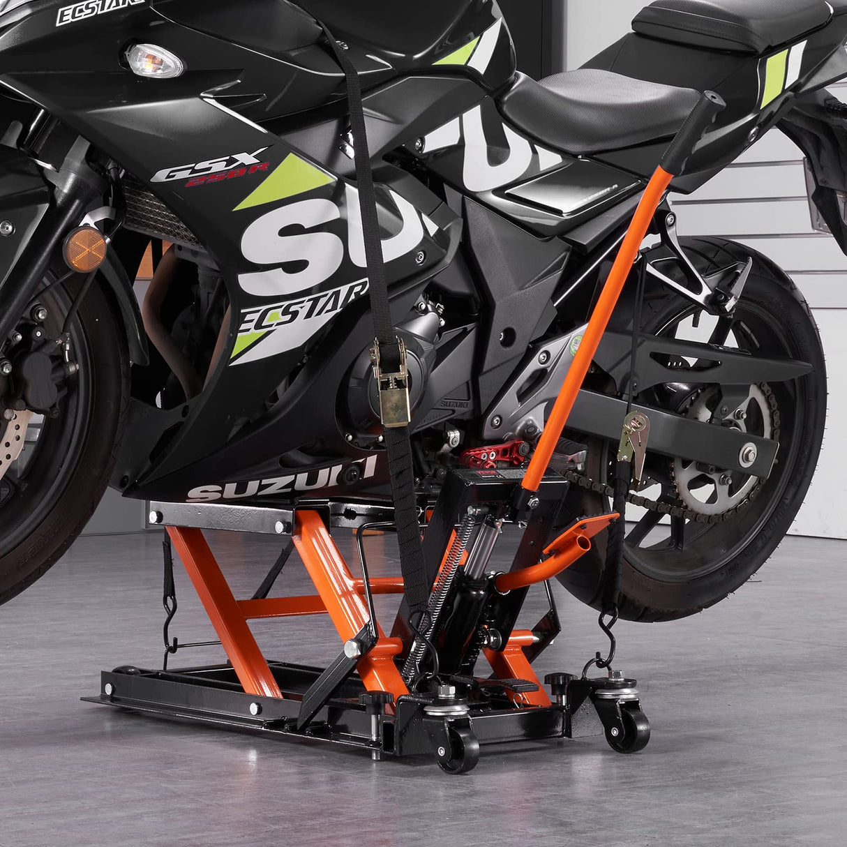 VEVOR Hydraulic Motorcycle Lift Jack, 1500 LBS Capacity ATV Scissor Lift Jack, Portable Motorcycle Lift Table with 4 Wheels, Hydraulic Foot-Operated Hoist Stand for Motorcycle ATV UTV Powersports VEVOR