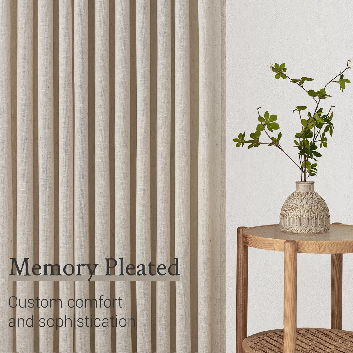 Topfinel Pinch Pleated Curtains 90 Inches Long 2 Panels Set,Oatmeal Semi Sheer Blend Fabric Farmhouse Cozy Rustic Western Home Decor Curtain Drapes for Living Room Bedroom,40x90 inch Length,Apricot Topfinel