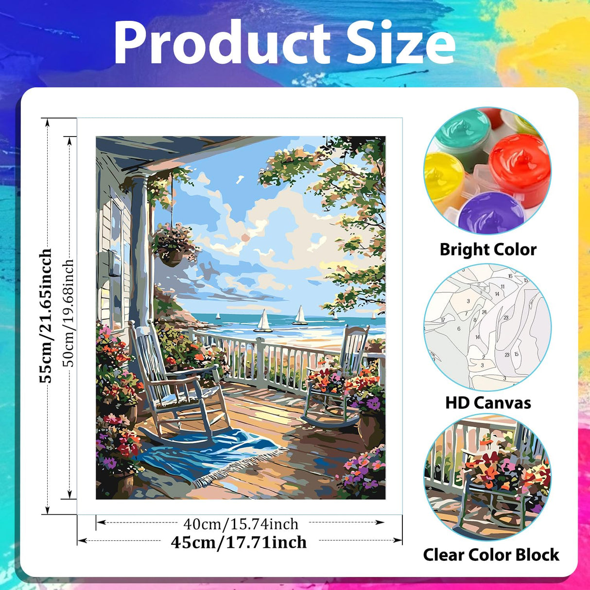 xcemhil Beach Paint by Numbers Kit for Adults, Beach Painting by Numbers, Adult Paint by Number Kits Suitable for Gifts and Interior Decor 16x20 Inch xcemhil