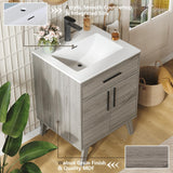 AMERLIFE 24.5" Bathroom Vanity with Sink Combo, Mid-Century Modern Small Single Bathroom Cabinet Set, Integrated Sink, Soft Closing Doors with Metal Handles, Bath Vanity Grey AMERLIFE
