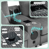 MAKIAAP 114" Corduroy Sectional Modular Couch with Bluetooth Speakers, L Shaped Couches Comfy Deep Sofa with Console, USB Charger, Cup Holders, Storage, Ottoman for Living Room (Gray, 114in) MAKIAAP