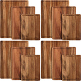 Tioncy 12 Pcs Wood Cutting Board Set Thick Wooden Cutting Boards for Kitchen Butcher Block Cutting Board with Juice Groove for Meat Cheese Fruit Trays, 16x12, 14x10, 11x8 Inch(Acacia) Tioncy