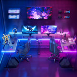 Mr IRONSTONE Gaming Desk with LED Lights, L Shaped Desk Corner with Cup Holder & Headphone Hook, Computer Desk Home Office Desks with Large Monitor Stand, Carbon Fiber Surface, Black 51 Inch Mr IRONSTONE