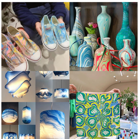 27PCS Water Marbling Painting Kit, Christmas Water Paint for Craft, Turkish Marble Pattern Craft Set,Cream Watercolor Art Kit, Perfect for Christmas, Halloween, Thanksgiving & New Year Gifts DGAGA