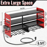 VeyFolzin.st Large Power Tool Organizer Wall Mount with Charging Station, 4 Layer Heavy Duty Metal Cordless Tool Organizer, Tool Storage Rack with 8 Cordless Drill Holder Screwdriver Hammer(Red) VeyFolzin.st