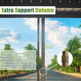 Domi 10’ x 12’ Sunroom, All-Season Wall Mounted Gazebo Solarium with Front Door, Side Entrance, Galvanized Steel Sloping Roof, PVC Screen, Outdoor Permanent Sun Room Lean to Gazebo for Deck Patio domi outdoor living