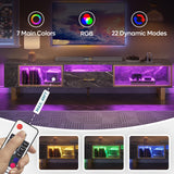 Bestier 80 Inch TV Stand for 65/75/85/90 Inch TVs, LED Gaming Entertainment Center with Open Storage and Half-Glass Design Drawer, Modern High Gloss Media Console for Living Room Bedroom, Black Marble Bestier