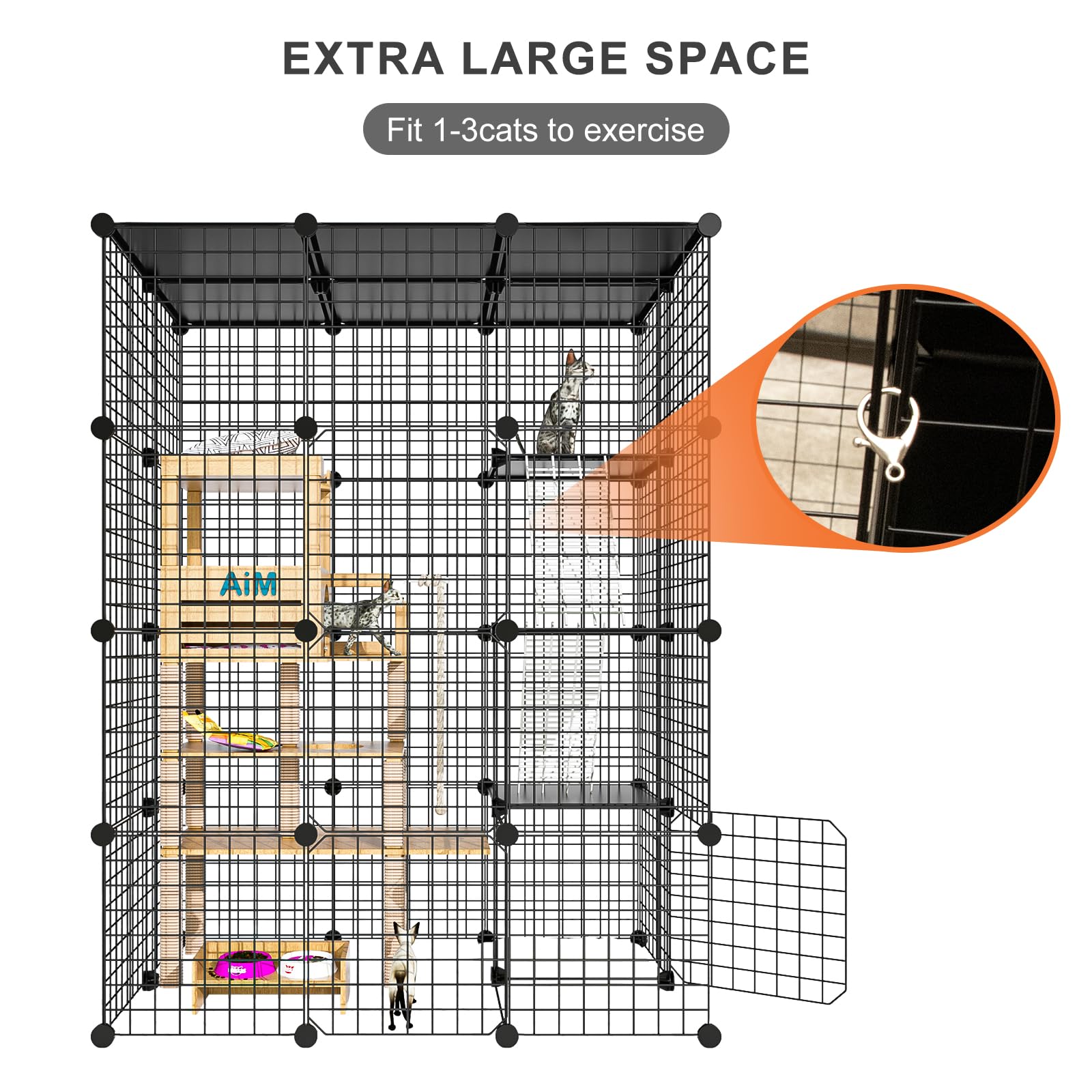 PAWING Catio Outdoor Cat Enclosure Indoor Cat Cage Outdoor Large Metal Wire Cat Playpen Kennel for 1-3 Cats 2x3x4 DIY Kitten Cage Detachable Patio Cat Crate - WoodArtSupply