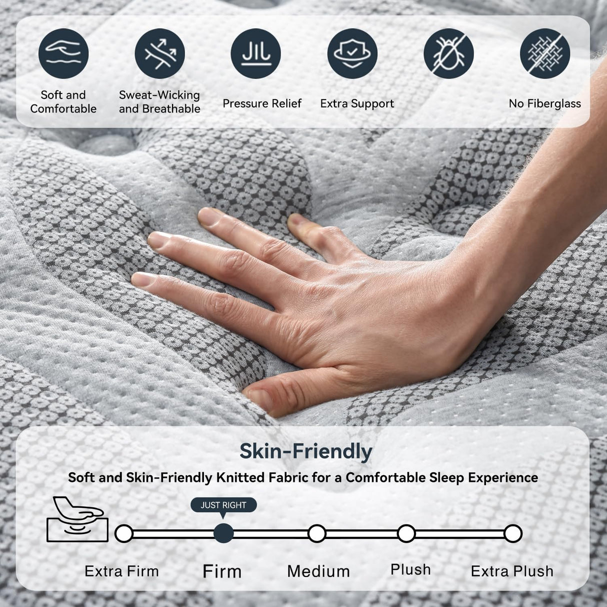 Queen Mattress 10 Inch, Memory Foam Hybrid Queen Size Mattresses in a Box, Cooling Fabric & 3 Coils Reinforced Edges Pocketed Coil Springs, Medium Firm, Motion Isolation, Pressure Relief, CertiPUR-US REALONE