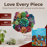 Crafthub Flowers Wooden Puzzles for Adults – A3 Mandala Succulent Plants with 152 Pieces Wood Puzzles – Jigsaw Puzzles with Unique Animal Shapes – 10.8" x 10.3" CRAFTHUB