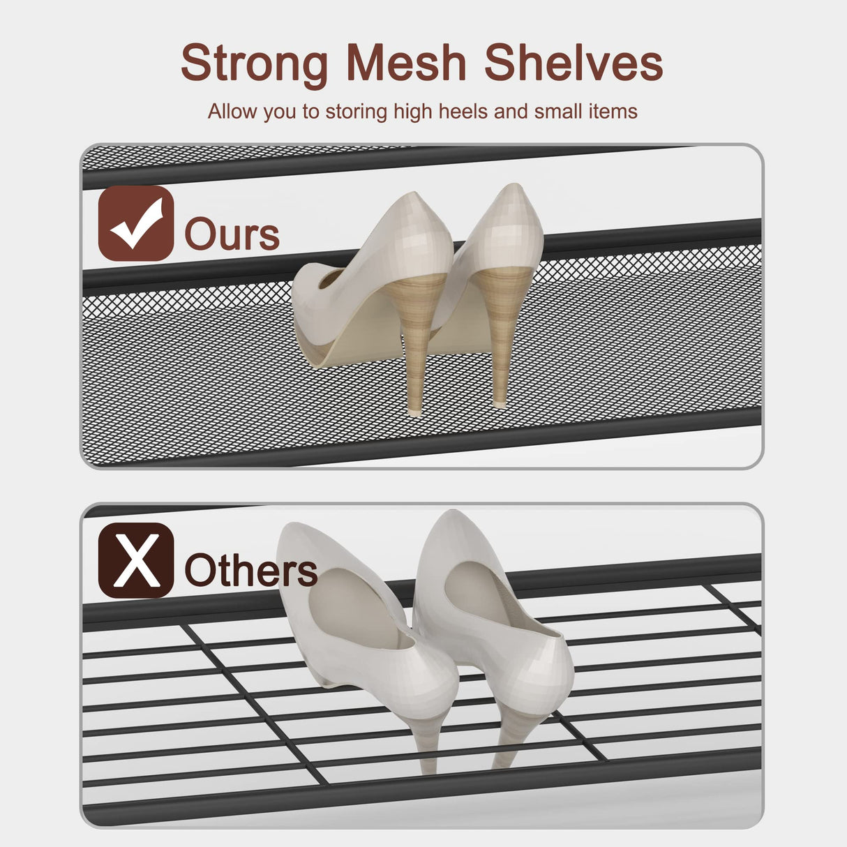 CHEMPFR Shoe Rack - Sturdy Steel Shoe Organizer for Front Door Entrance Closet Entryway with Spacious Top - Industrial Style Strong Mesh Storage Shelves (5-Tier 11.8"x36.2"x31.5") CHEMPFR