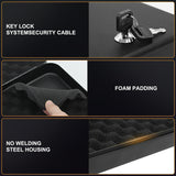 Portable Gun Safe for Pistols, Small Handgun Lock Box with Combination Lock or Key Lock, Portable Travel Pistol Safe for Travel, Home, Car (Large-Key) PACOLO