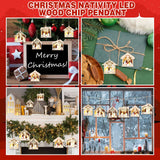 Anglechic 6 Pcs LED Nativity Scene Wooden Ornament 3D Christmas Religious Ornaments Rustic Light up Nativity Hanging Ornaments for Birth of Jesus Xmas Tree Christian Gift Holiday Party Decor(House) Anglechic