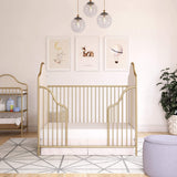 Little Seeds Piper Upholstered Metal Crib, Gold Little Seeds
