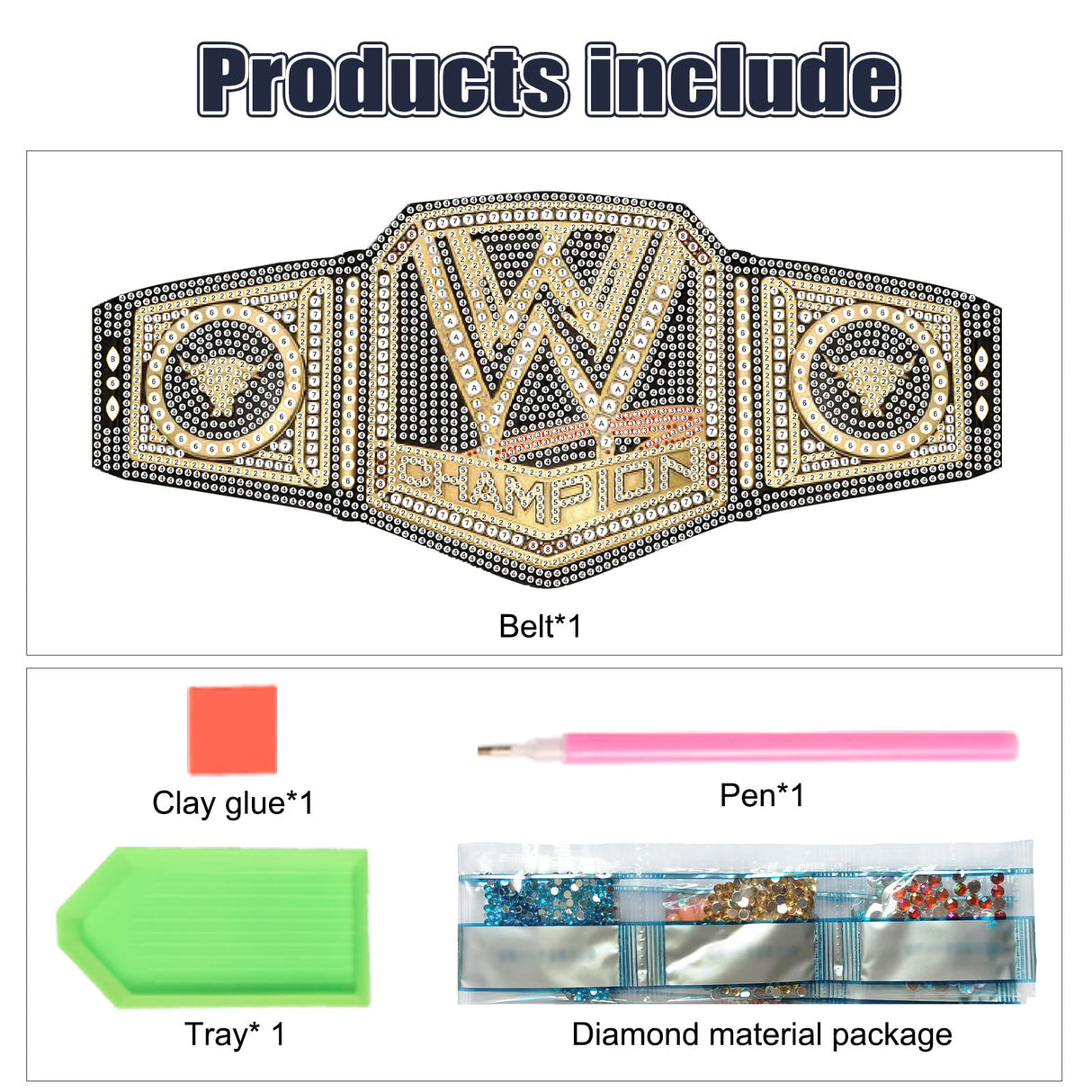 DIY 5D Diamond Painting Belt Ornament Kit – Champion Style Desktop Decor for Men & Women, Diamond Art Craft Table Decoration antor