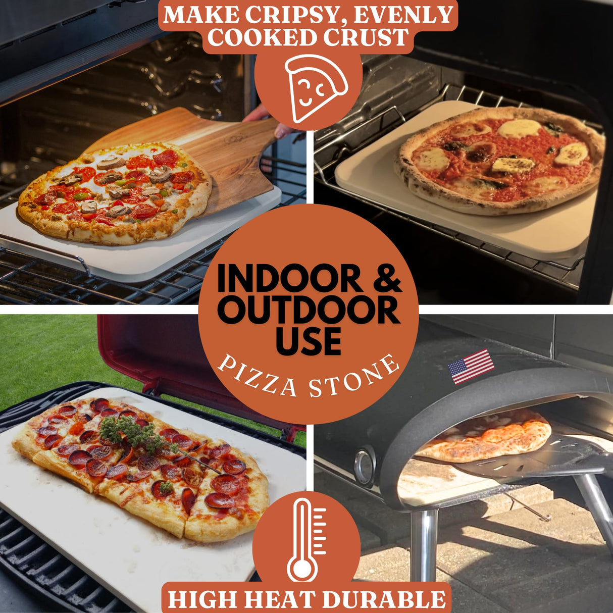 Pizza Stone for Oven and Grill Set - 5PCS Pizza Making Accessories Kit with 15 inch Stones, Peel, Cutter and Dough Tool - Large Rectangular Baking Oven Stones - Baking Stone for Bread Ritual Life