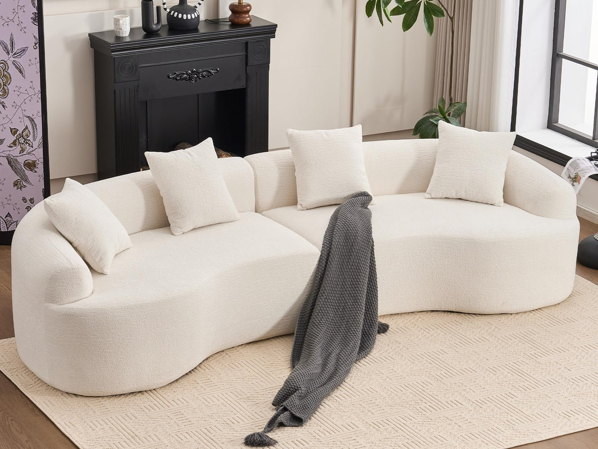 KEIKI Curved Chenille Modular Sectional Couches with Pillows, 4 Seater Oversized Upholstered Luxury Plush Cloud Sofa for Living Room Apartment, Full Compression Sponge, KEIKI