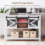GAOMON Farmhouse Entryway Table with Sliding Barn Doors, Sofa Table with Storage and Open Shelf, Console Tables for Entryway, Hallway, White GAOMON