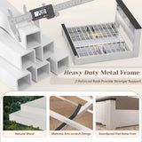 EnHomee King Bed Frame with Headboard and Storage, 4 Drawers & LED & USB King Bed Frame with Storage Farmhouse King Size Bed Frame Built in Charging Station,NO Noise,No Box Spring Needed,White EnHomee