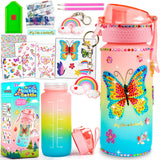 MDCGFOD Decorate Your Own DIY Water Bottle Butterfly Decorating Kit - Arts & Craft Kits for 4-10 Year Olds + Babies BoysGirlsJoys Kids Birthday Xmas Gift Box MDCGFOD