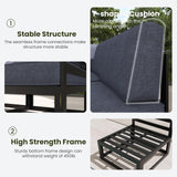 LayinSun Large Aluminum Patio Furniture Set with Fire Pit Table, 7 Pieces Modern Outdoor Conversation Set Sectional Metal Sofa Set with Olefin Cushion LayinSun