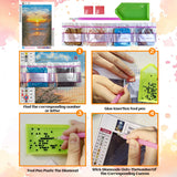 NPCSWXQ Sunset on The Beach Diamond Art Kits for Adults, Seaside Reeds 5D Diamond Dots Kits for Adults Beginners, DIY Full Drill Paint Art Kits for Home Wall Bedroom or Office Decor Gift 12x16Inch NPCSWXQ