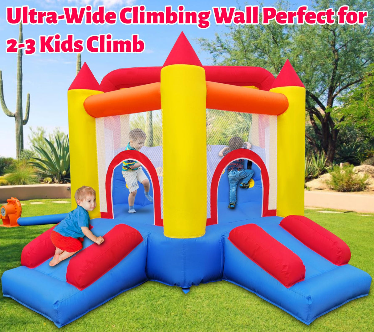 Umbalir InfIatable Bonuce House with 4 Slides & Large Splash Pool, Water Park with Ultra-Wide Climbing Wall, Jumping, Water Cannons & Surprise Water Sprayers for 3-10 yr Kids(20.6'Lx9.6'Wx6.4'H) Umbalir