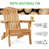 Yaheetech Folding Adirondack Chair Set of 2 Outdoor, 300LBS Solid Wood Garden Chair Weather Resistant, Fire Pit Lounge Chairs for Garden/Yard/Patio/Lawn, Natural Wood Yaheetech