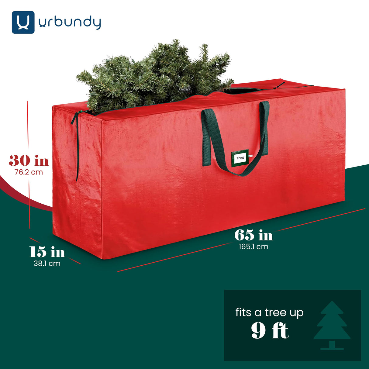 Heavy Duty Christmas Tree Storage Bag 9 Ft - Christmas Tree Bag Red - Tree Bags For Storage - Xmas Tree Storage Bag Holds 9 Ft Christmas Tree Bag For All Year Round Christmas Storage URBUNDY