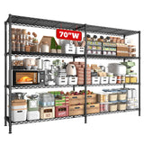 REIBII 70"W Metal Shelving, Storage Shelves 4-tier Wire Shelving Unit Load 1240LBS Metal Shelves for Storage Adjustable Shelving Rack for Pantry Kitchen Commercial school Garage 70"W*15.8"D*62.9"H REIBII