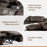 Homelegance Reclining Loveseat, Polished Microfiber Manual Double Recliner Loveseat with Center Console, Dark Brown Homelegance