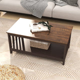 ChooChoo Farmhouse Coffee Table, Espresso Living Room Table with Shelf, 40 Inch ChooChoo