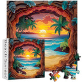 PICKFORU Beach Puzzles for Adults 1000 Pieces, Summer Sunset Puzzles Challenging Puzzle, Difficult Puzzle as Home Decor PICKFORU