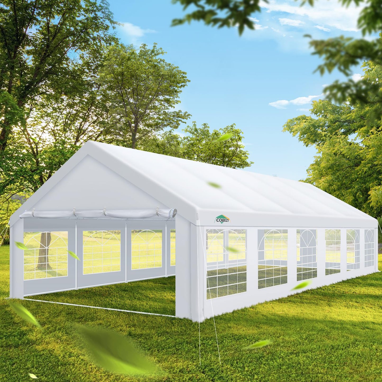 COBIZI 20x40 Party Tent Heavy Duty, 20x40 Tent with 8 Removable Sidewalls & 4 Built-in Sandbag, Commercial Wedding Large Tent, UV 50+, Waterproof, White