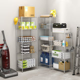 HOMEFORT 5-Shelving Unit, Adjustable Wire Shelving, Metal Wire Shelf with Shelf Liners and Hooks for Kitchen, Closet, Bathroom, Laundry,Sliver,21" W x 11" D x 59" H HOMEFORT