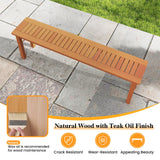 Tangkula Outdoor Wood Bench, 59” Long Patio Dining Bench Set of 2, Backless Wooden Bench with Teak Oil Finish & Slat Seat, Accent Entryway Bench, Farmhouse Bench for Yard, Garden, Porch, Indoors Tangkula