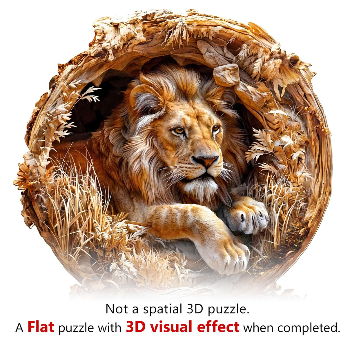 KAAYEE Wooden Puzzles for Adults, 3D Vision Effect Lion King Wooden Jigsaw Puzzles 200 PCS Unique Shape Advanced Wood Puzzle Adult, 3D Effect Flat Puzzle Birthday Gifts Family Game (M-11.4 * 11.4in) KAAYEE