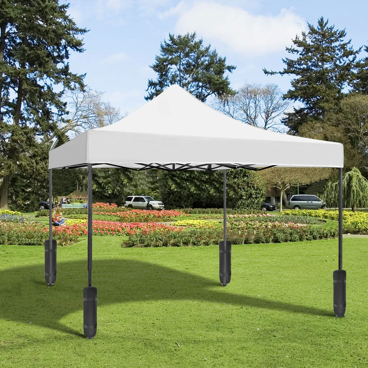 10 x 10 Pop Up Canopy Tent Anti-UV, Straight Leg and Easy up Sun Shelter for Parties, Camping, Commercial, Instant Canopy with Portable Bag, 4 Sand Bags(White) PayLessHere