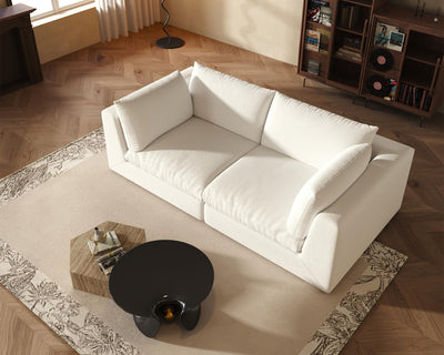 Fajiani Oversized Modular Sectional Sofa,Cloud Couch Deep Seat Sofa Cushion Covers Removable, Oversized Sectional Couches for Living Room (Loveseat-Cream White)