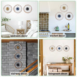 Paquesta 3 Piece Round Farmhouse Wall Decor with 6 Piece Interchangeable Flowers 12'' Medallion Wood & Metal Rustic Wall Art for Living Room Bedroom Kitchen Bathroom Dining Room Home Decorations Paquesta
