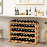 Finnhomy Wine Rack 45-Bottle 5-Tier Natural Bamboo Display Wine Storage Shelves Stackable Wine Bottle Holder Finnhomy