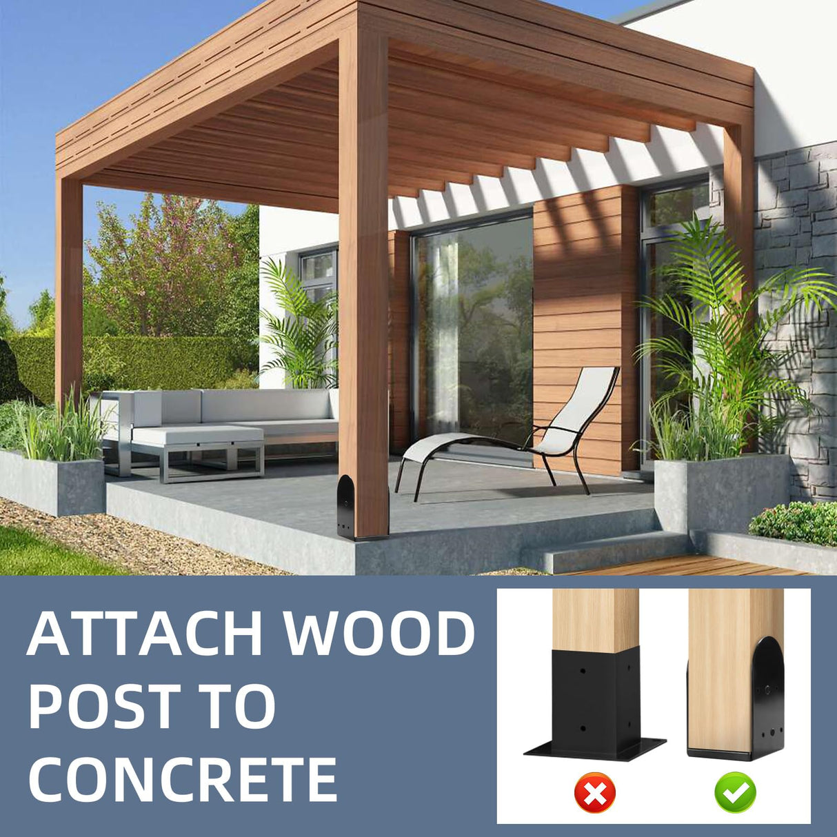 Rasugarlary 4"x 4" Post Base, 4Pcs Post Anchor Base (Internal 3.5 x 3.5") Adjustable 201 Steel Post Bracket for Wood Post Pavilion Deck Porch Handrail Railing Support Decorate Rasugarlary