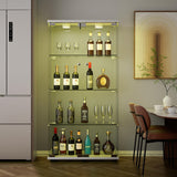 Yoluckea Glass Cabinet with LED Light, 4 Shelves Glass Display Cabinet w/2 Doors,Floor Standing Clear Glass Curio Cabinet Collection Display Cabinet for Living Room Bedroom 64.7” x 31.7” x 14.3” White Yoluckea