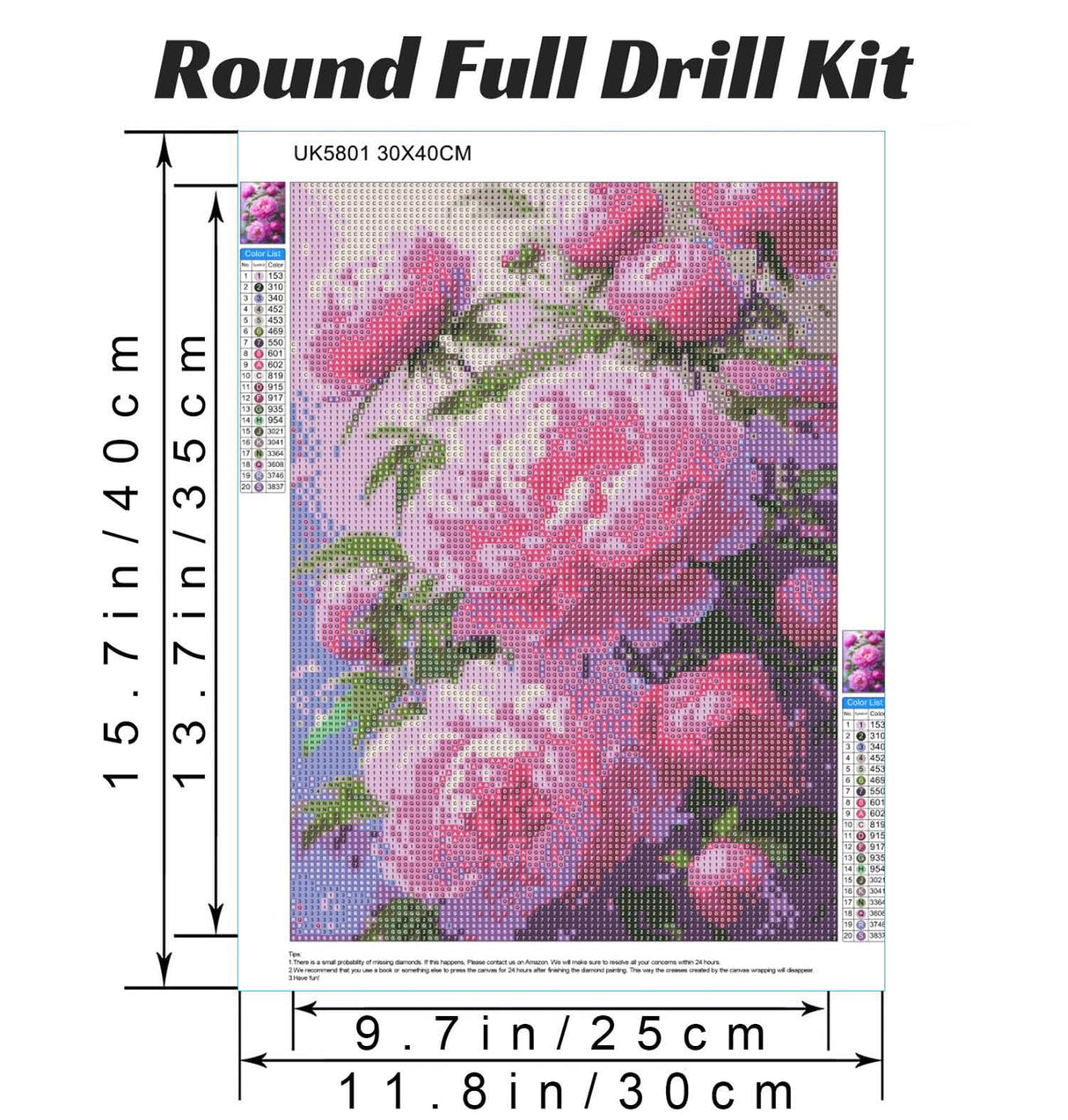 Hestarcul 5D Flower Diamond Painting Kits 3 Pack,Diamond Art Kits for Adults,Paint with Diamonds Round for Gift,Wall Decor (Flower) Hestarcul