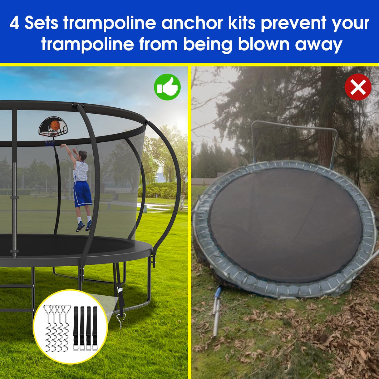 SKYUP 2025 Upgraded 8 10 12 14 15 16 FT 1500lbs Tranpoline for Kids and Adults with Light+Sprinkler+Socks, Recreational Tranpoline with Basketball Hoop, Ladder, ASTM Approved Tranpoline for 7-10 Kids SKYUP