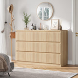 Jocoevol Oak 6 Drawer Dresser for Bedroom, Modern Fluted Dresser, Bedroom Dressers with Drawers, Large Double Wooden Chest of Drawers for Living Room, Hallway Jocoevol